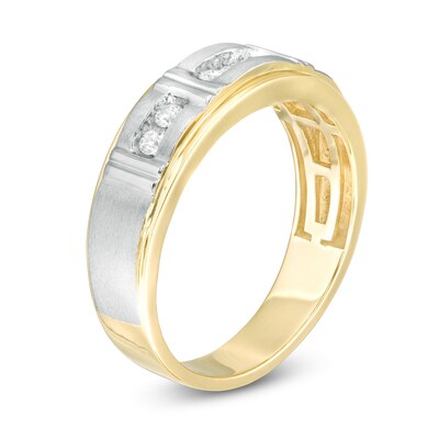 Men's CT. T.W. Diamond Seven Stone Wedding Band in 14K Two-Tone Gold