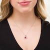 8.0mm Lab-Created Ruby and White Sapphire Interlocking Double Loop Tilted Heart Pendant in Sterling Silver