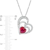 8.0mm Lab-Created Ruby and White Sapphire Interlocking Double Loop Tilted Heart Pendant in Sterling Silver