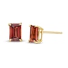 Emerald-Cut Garnet Solitaire Stud Earrings in 14K Gold