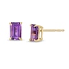 Thumbnail Image 0 of Emerald-Cut Amethyst Solitaire Stud Earrings in 14K Gold