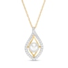 Thumbnail Image 0 of 5.0-5.5mm Freshwater Cultured Pearl and White Topaz Double Teardrop Pendant in 10K Gold