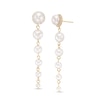 Thumbnail Image 0 of 2.5-7.0mm Freshwater Cultured Pearl and Lab-Created White Sapphire Graduated Drop Earrings in 10K Gold