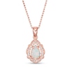 Pear-Shaped Lab-Created Opal and White Sapphire Scallop Frame Pendant in Sterling Silver with 18K Rose Gold Plate