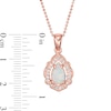 Pear-Shaped Lab-Created Opal and White Sapphire Scallop Frame Pendant in Sterling Silver with 18K Rose Gold Plate