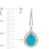 Pear-Shaped Lab-Created Blue Opal and White Sapphire Teardrop Earrings in Sterling Silver with 14K Rose Gold Plate