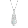 Thumbnail Image 0 of Pear-Shaped Lab-Created Opal and White Sapphire Interwoven Drop Pendant in Sterling Silver