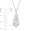 Thumbnail Image 2 of Pear-Shaped Lab-Created Opal and White Sapphire Interwoven Drop Pendant in Sterling Silver
