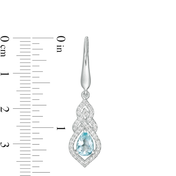 Pear-Shaped Swiss Blue Topaz and Lab-Created White Sapphire Interwoven Drop Earrings in Sterling Silver