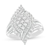 Thumbnail Image 0 of Lab-Created White Sapphire Cluster Marquise Split Shank Ring in Sterling Silver