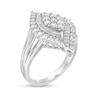 Thumbnail Image 1 of Lab-Created White Sapphire Cluster Marquise Split Shank Ring in Sterling Silver