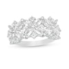 Thumbnail Image 0 of Marquise, Princess-Cut and Round Lab-Created White Sapphire Cluster Floral Ring in Sterling Silver