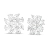 Thumbnail Image 0 of 4.0mm Cushion-Cut, Marquise and Pear-Shaped Lab-Created White Sapphire Flower Stud Earrings in Sterling Silver