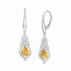 Pear-Shaped Citrine and Lab-Created White Sapphire Interwoven Drop Earrings in Sterling Silver