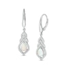 Thumbnail Image 0 of Pear-Shaped Lab-Created Opal and White Sapphire Interwoven Drop Earrings in Sterling Silver