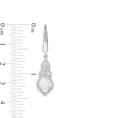 Pear-Shaped Lab-Created Opal and White Sapphire Interwoven Drop Earrings in Sterling Silver