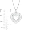 Baguette-Cut and Round Lab-Created White Sapphire Double Heart Pendant in Sterling Silver