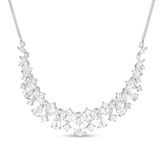 Marquise-Cut, Pear-Shaped and Round Lab-Created White Sapphire Necklace in Sterling Silver