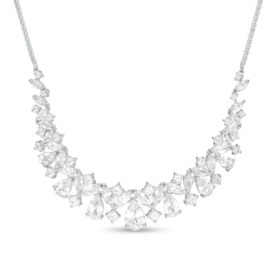 Marquise-Cut, Pear-Shaped and Round Lab-Created White Sapphire Necklace in Sterling Silver