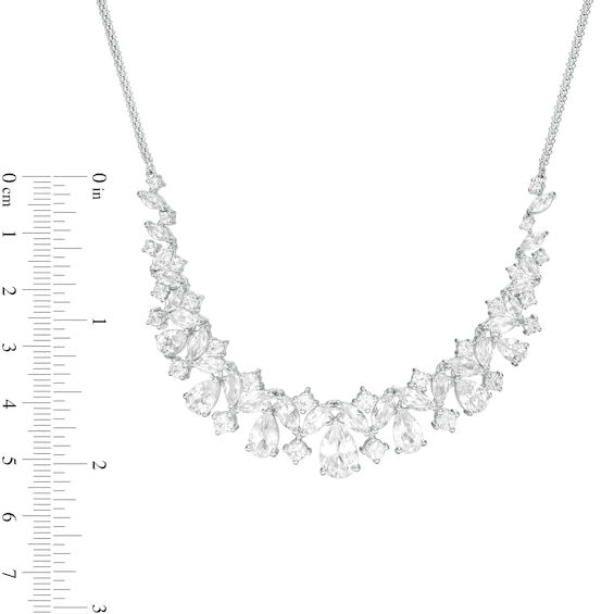 Marquise-Cut, Pear-Shaped and Round Lab-Created White Sapphire Necklace in Sterling Silver