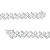 Thumbnail Image 2 of Slanted Baguette-Cut and Round Lab-Created White Sapphire Tennis Bracelet in Sterling Silver - 7.25"