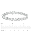 Slanted Baguette-Cut and Round Lab-Created White Sapphire Tennis Bracelet in Sterling Silver - 7.25"