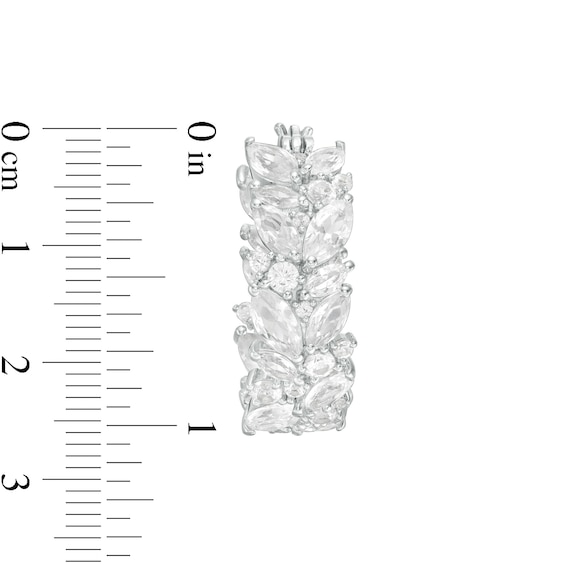 Marquise-Cut and Round Lab-Created White Sapphire Floral Cluster Inside-Out Hoop Earrings in Sterling Silver