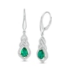 Thumbnail Image 0 of Pear-Shaped Lab-Created Emerald and White Sapphire Interwoven Drop Earrings in Sterling Silver