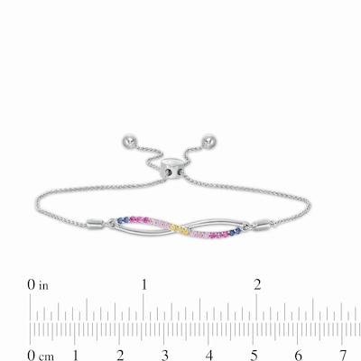 Lab-Created Multi-Colour Sapphire Infinity Bolo Bracelet in Sterling Silver - 9.5"