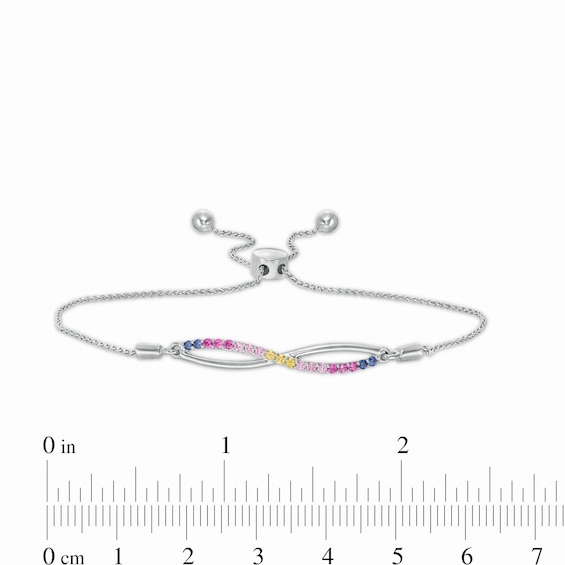 Lab-Created Multi-Colour Sapphire Infinity Bolo Bracelet in Sterling Silver - 9.5"