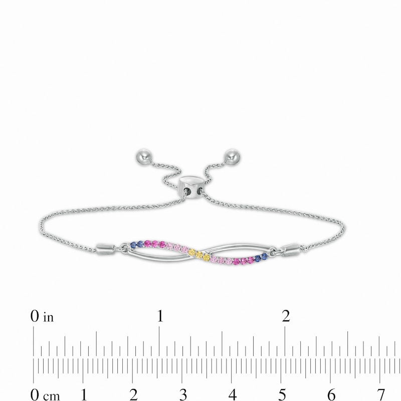Lab-Created Multi-Colour Sapphire Infinity Bolo Bracelet in Sterling Silver - 9.5"