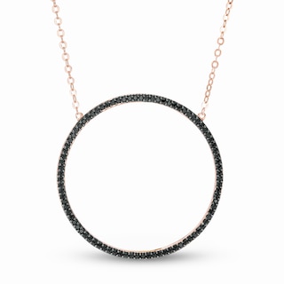 Black Spinel Circle Necklace in Sterling Silver with 18K Rose Gold Plate