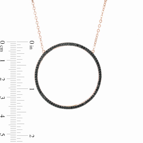 Black Spinel Circle Necklace in Sterling Silver with 18K Rose Gold Plate