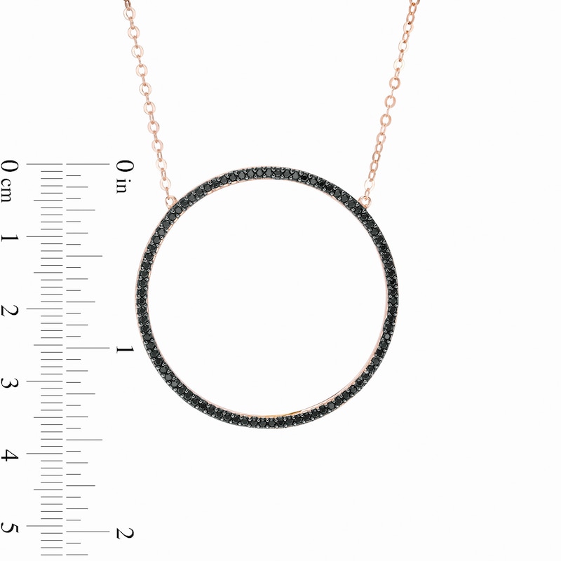 Black Spinel Circle Necklace in Sterling Silver with 18K Rose Gold Plate|Peoples Jewellers