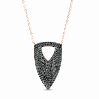 Black Spinel Shield Necklace in Sterling Silver with 18K Rose Gold Plate