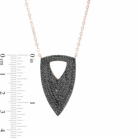 Black Spinel Shield Necklace in Sterling Silver with 18K Rose Gold Plate