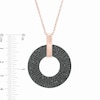 Black Spinel Multi-Row Circle Drop Pendant in Sterling Silver with 18K Rose Gold Plate