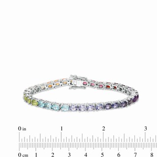 Oval Multi-Gemstone Tennis Bracelet in Sterling Silver