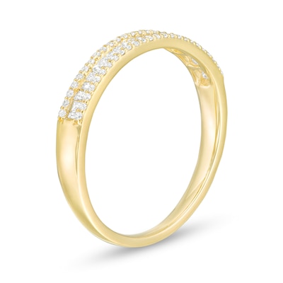 0.25 CT. T.W. Baguette and Round Diamond Triple Row Anniversary Band in 10K Gold