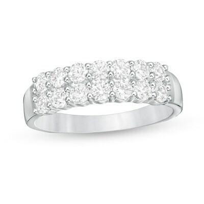 1.00 CT. T.W. Diamond Double Row Anniversary Band in 14K White Gold