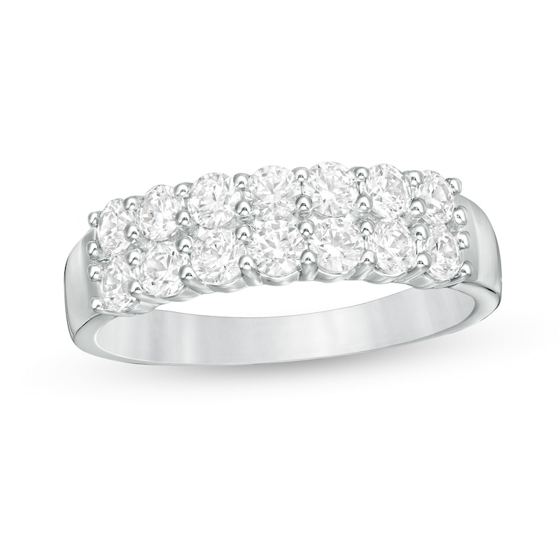 1.00 CT. T.W. Diamond Double Row Anniversary Band in 14K White Gold|Peoples Jewellers
