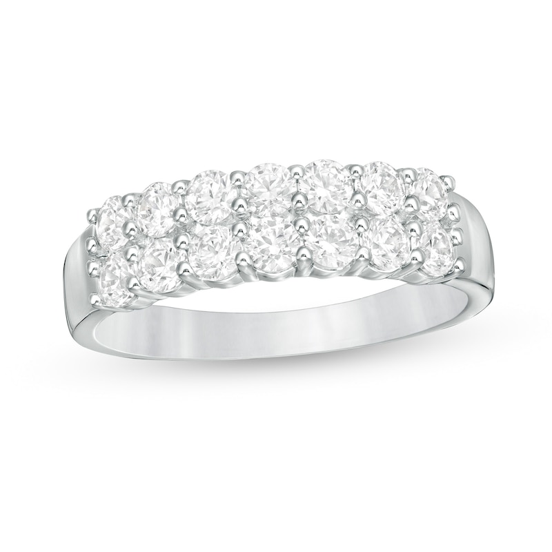 1.00 CT. T.W. Diamond Double Row Anniversary Band in 14K White Gold