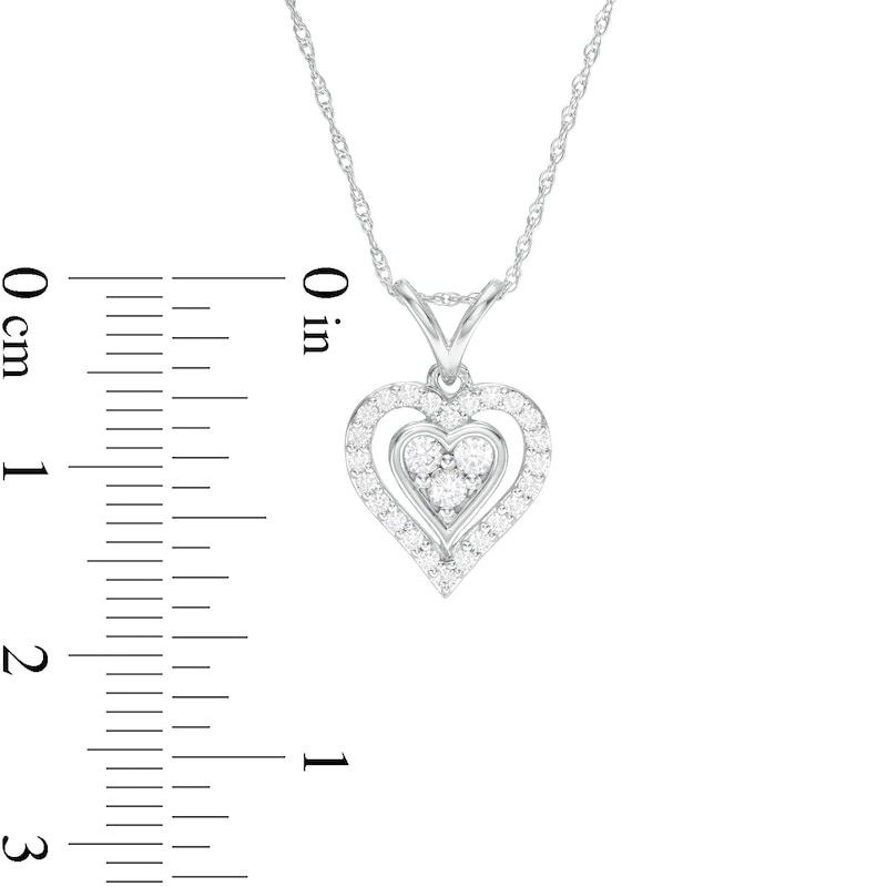 0.23 CT. T.W. Diamond Double Heart Pendant in 10K White Gold