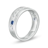 Thumbnail Image 2 of Vera Wang Love Collection Men's 0.95 CT. T.W. Diamond and Blue Sapphire Wedding Band in 14K White Gold