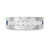Thumbnail Image 3 of Vera Wang Love Collection Men's 0.95 CT. T.W. Diamond and Blue Sapphire Wedding Band in 14K White Gold