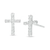 Thumbnail Image 0 of 0.10 CT. T.W. Diamond Cross Stud Earrings in Sterling Silver