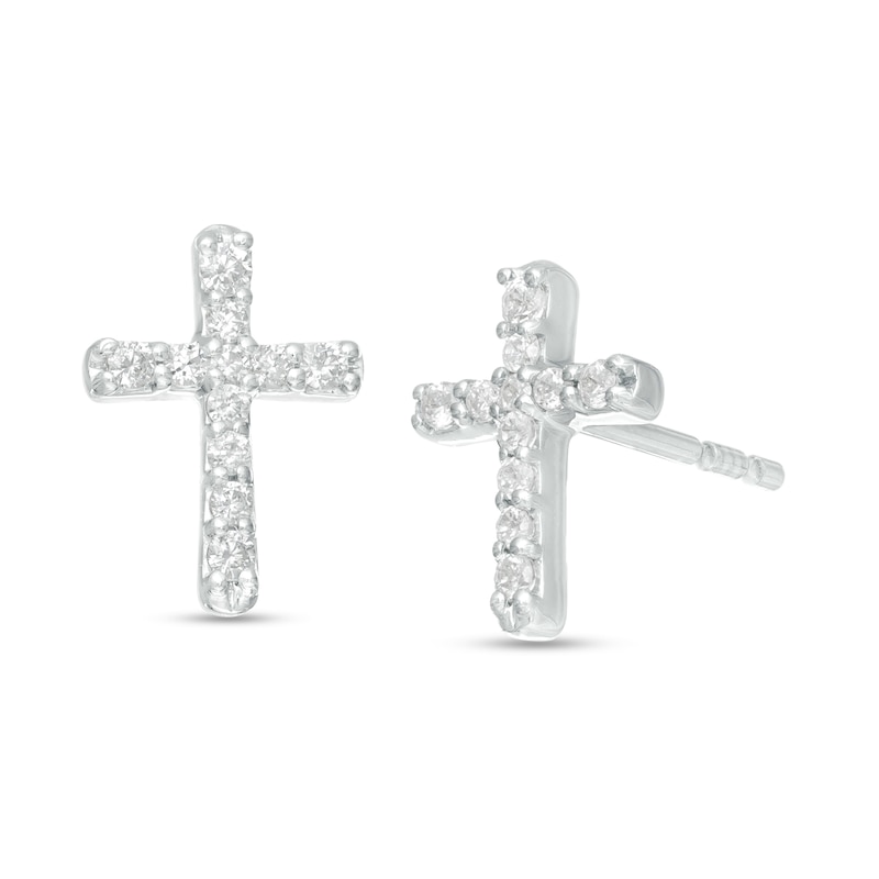 0.10 CT. T.W. Diamond Cross Stud Earrings in Sterling Silver