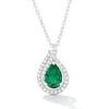 Pear-Shaped Lab-Created Emerald and White Sapphire Open Flame Pendant in Sterling Silver