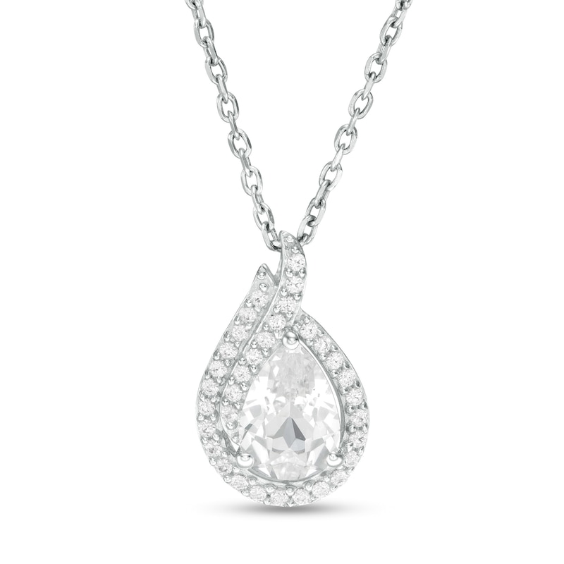 Pear-Shaped Lab-Created White Sapphire Flame Pendant in Sterling Silver