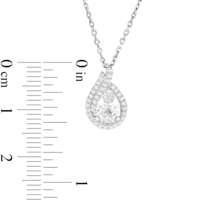 Pear-Shaped Lab-Created White Sapphire Flame Pendant in Sterling Silver